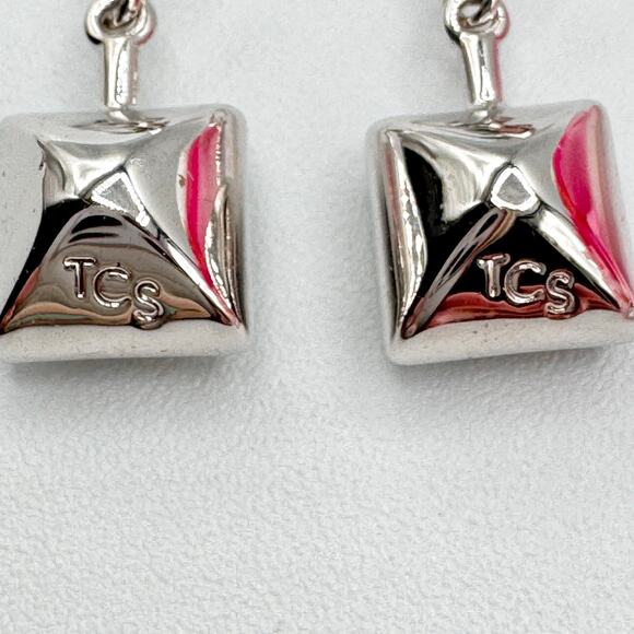 Touchstone Crystal By Swarovski Smokey Silver Tone Leverback Earrings Sparkly - Picture 11 of 14